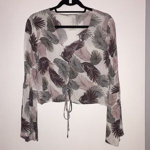 Sadie & Sage Cropped Long Sleeve Lace-Up Top